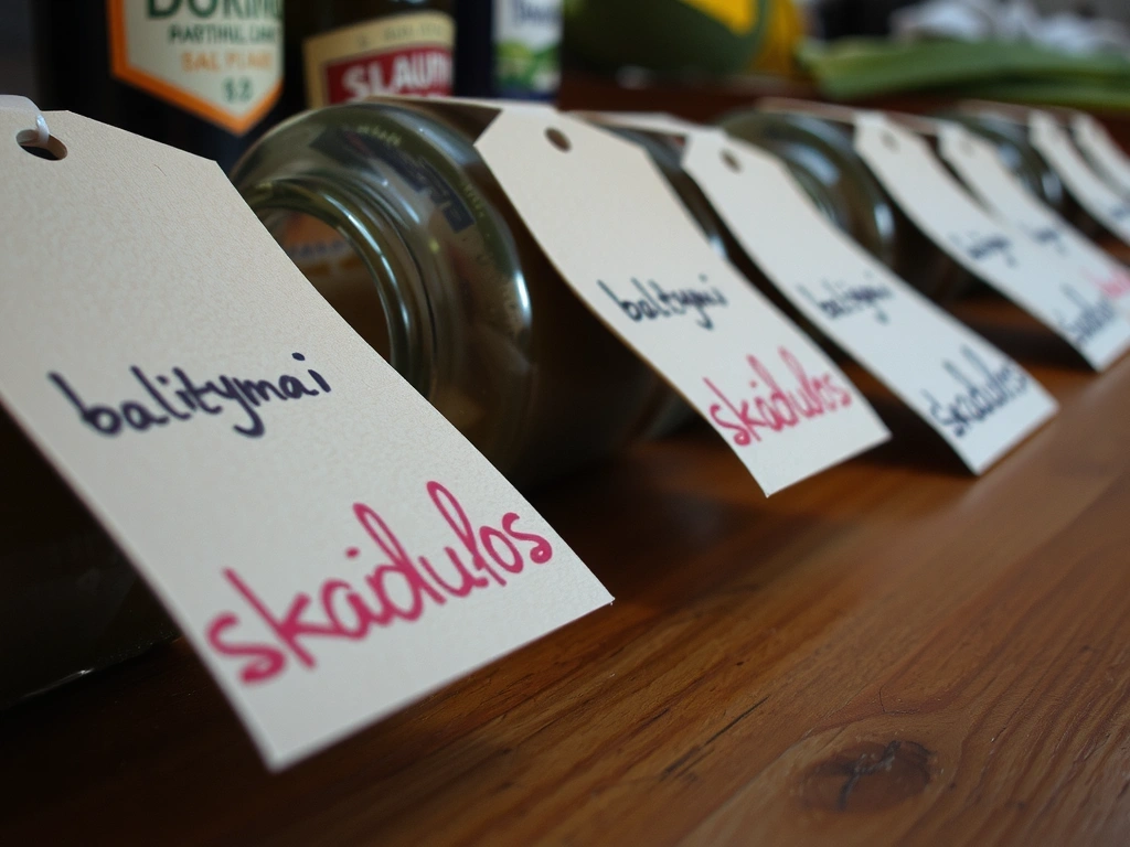 Produktų etiketės su pastabomis